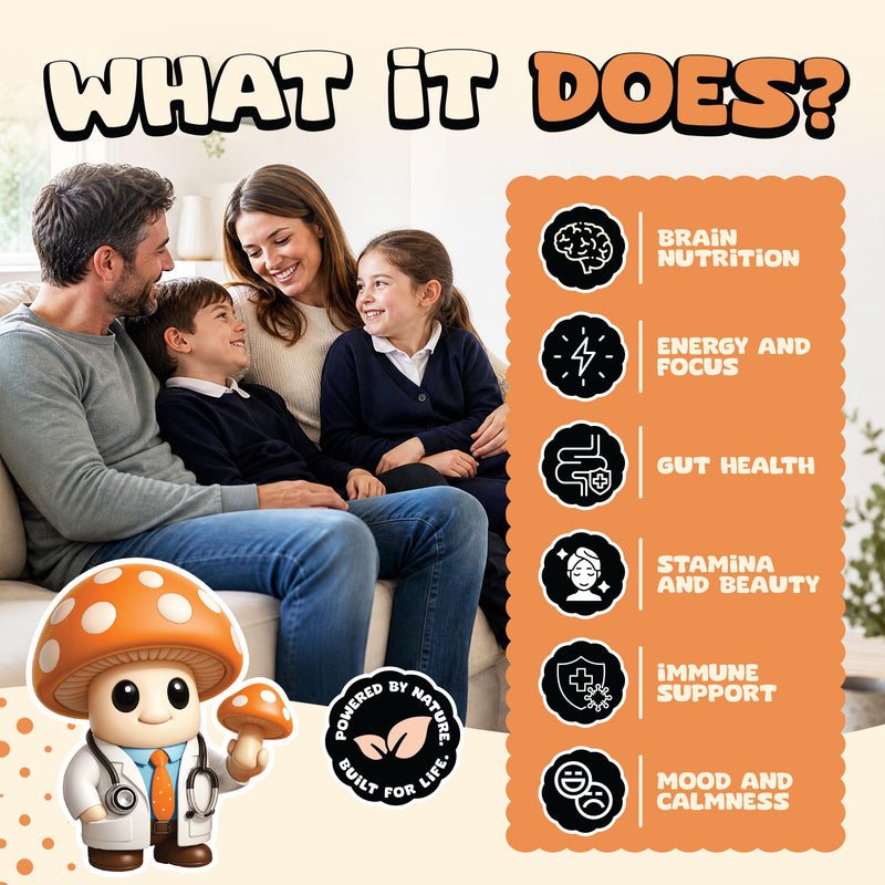 Mushroom Gummies for Adults | Multi Functional Blend with Lion’s Mane & Cordyceps | Focus, Energy & Immune Balance Support | Vegan & Sugar Free | 90 Gummies (Mango and Orange) Mango and Orange