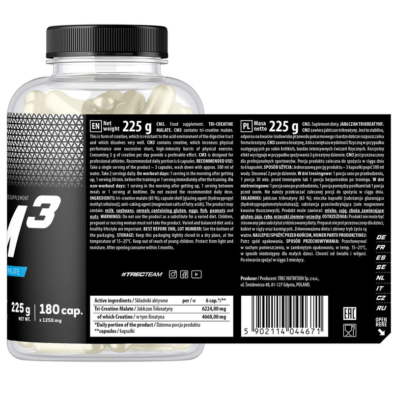 Trec Nutrition Cm3 1250 180 caps -- Creatine Tablets for MASS / WEIGHT GAIN / STRENGTH / SIZE