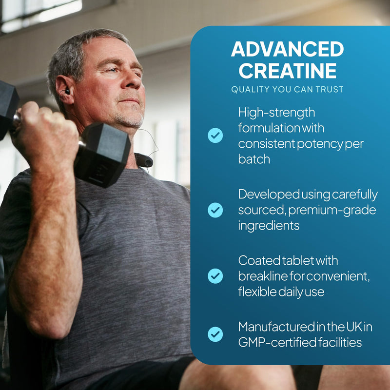 Creatine Monohydrate 3000mg | Support Strength, Muscle Power & Performance | 100% Micronised & Fast Absorbing | Vegan & Vegetarian Friendly | 180 Tablets = 2 Months’ Supply | Made in the UK
