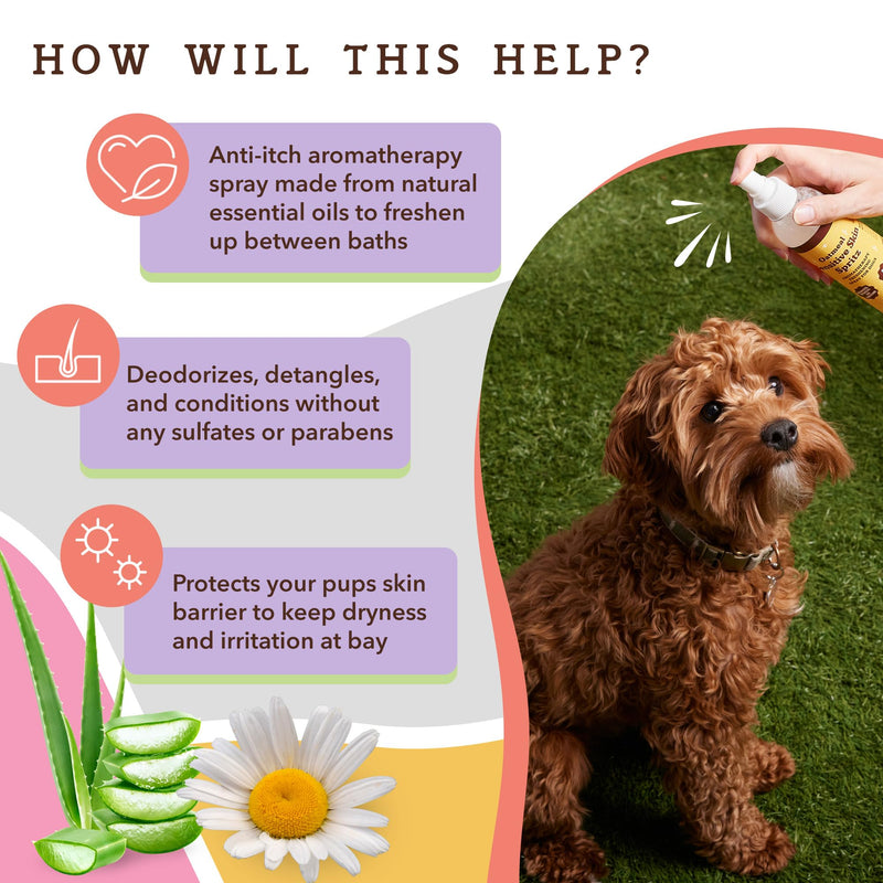 Natural Dog Company Sensitive Skin Shampoo and deodorizing Spray Grooming Bundle, Includes (1) Sensitive Skin Shampoo 12 Oz, (1) Sensitive Skin Dog deodorizing Spray 8 Oz - PawsPlanet Australia