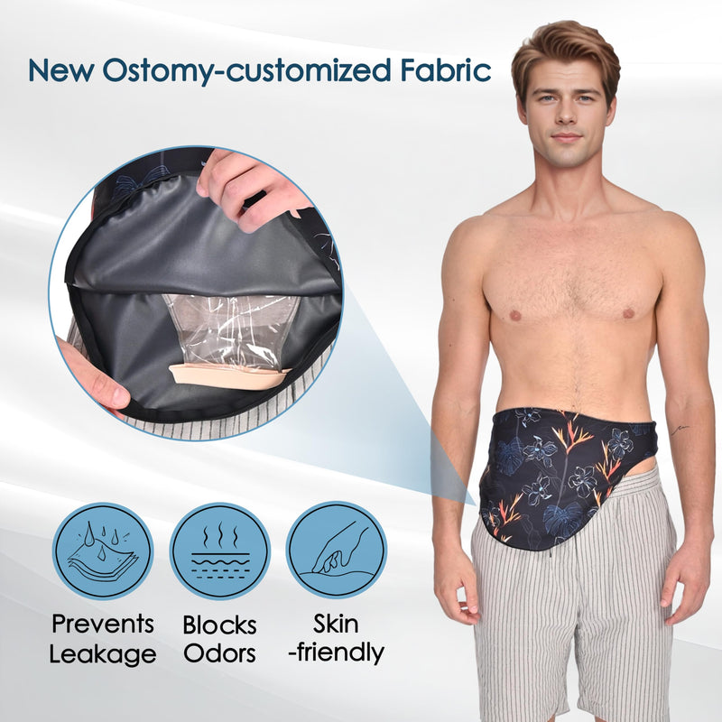 [Australia] - Ostomy Belt | Leak & Odor Protection | Abdomen Ostomy Bag Covers for Men and Women | Sports and Daily Life | Size S, Flower Small 