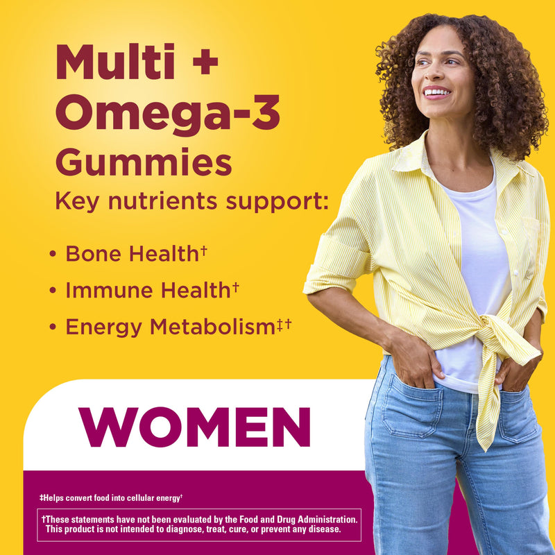 Nature Made Womens Gummy Multivitamins with Omega-3, 150 Gummies | Multivitamin for Women for Daily Nutritional Support, Strawberry, Lemon & Orange Flavors, 75 Day Supply 150 Count (Pack of 1)