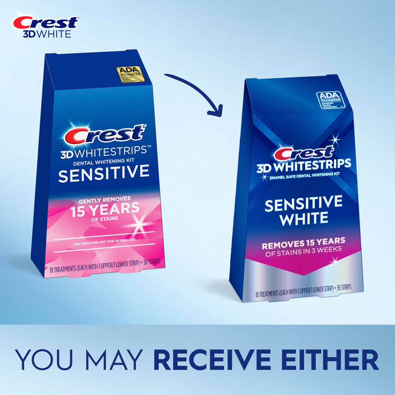 [Australia] - Crest 3D Whitestrips Sensitive At-Home Teeth Whitening Kit, 18 Treatments, Gently Removes 15 Years of Stains, Crest Whitestrips, Teeth Whitening Kit 