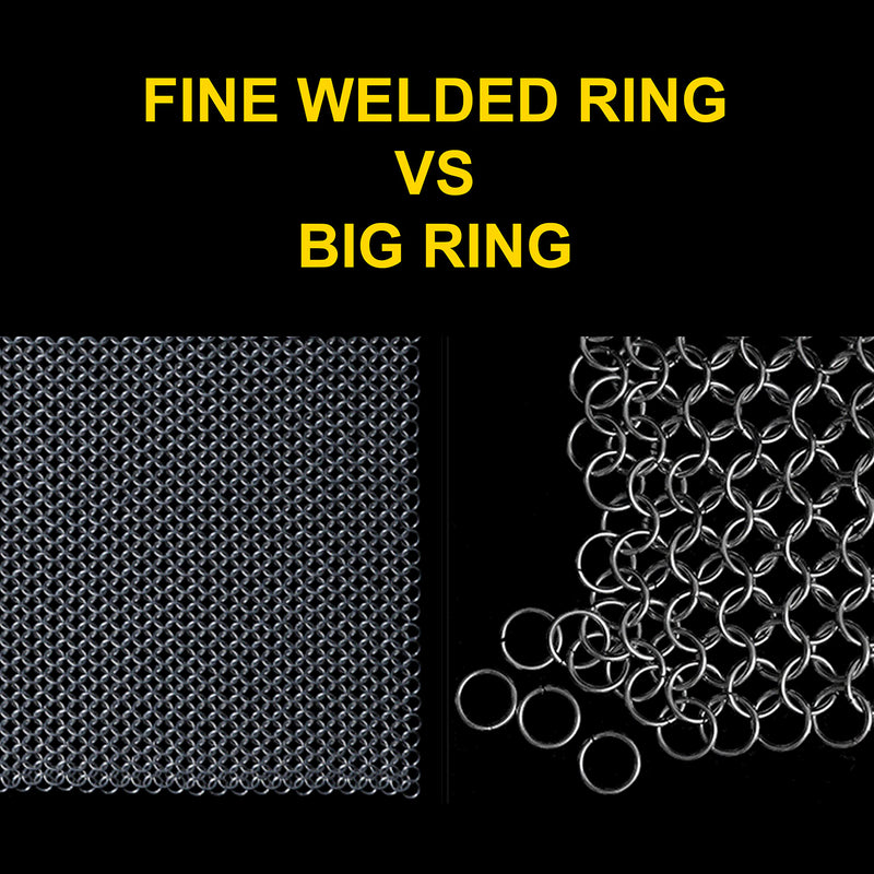 [Australia] - Mesh Cast Iron Scrubber Fine Rings Welded Chainmail Scrubber for Cups, Skillet Cast Iron Cleaner (7.1"X7.1") 7.1"X7.1" 