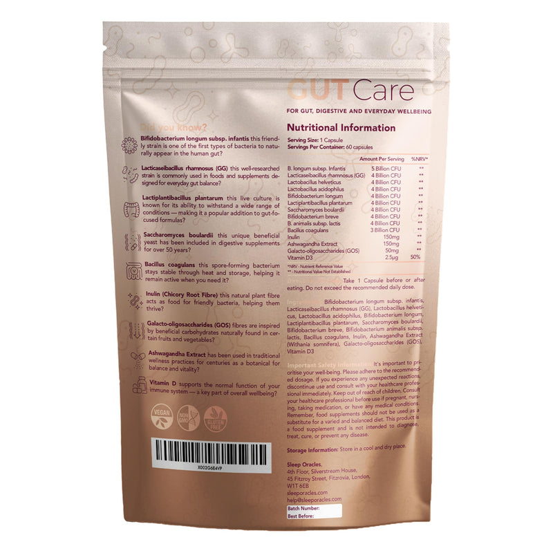 Sleep Oracles Probiotics & Prebiotics Daily Gut Care 40 Billion CFU| Lactobacillus and Bifidobacterium Strains | Pre & Probiotic for Gut Health | 2-Month Supply
