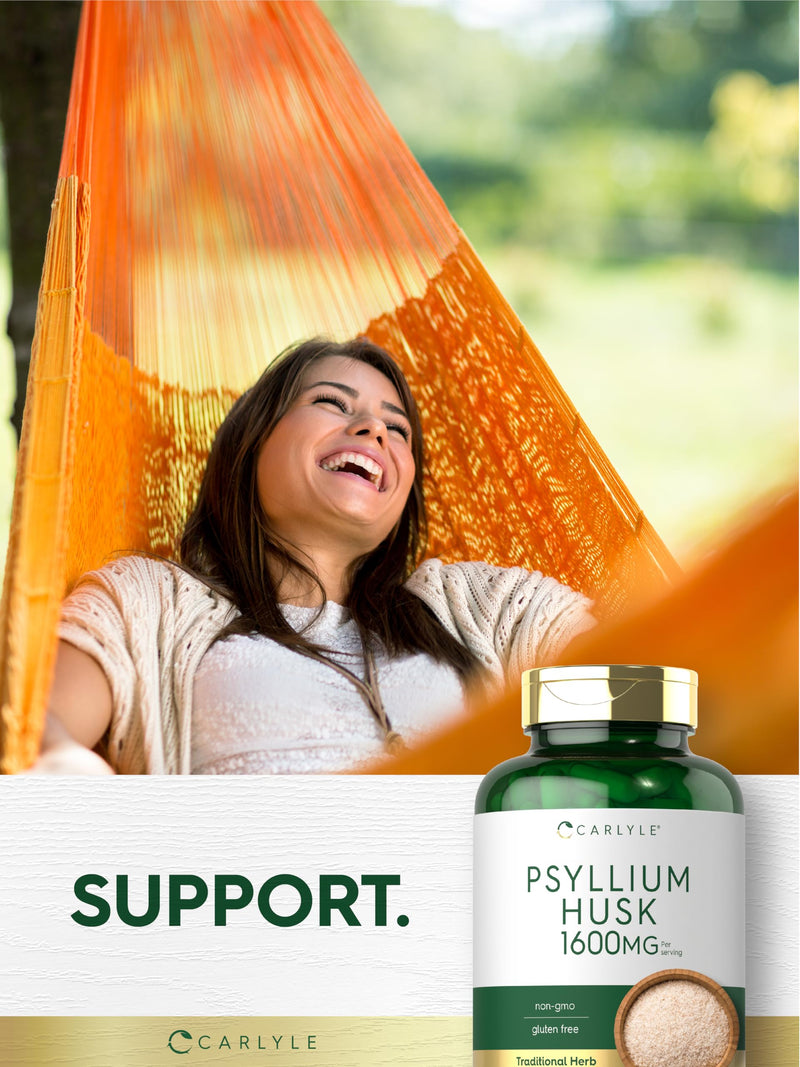 [Australia] - Carlyle Psyllium Husk Capsules 1600mg | 200 Count | High Potency Fiber Supplement | Non-GMO, Gluten Free 