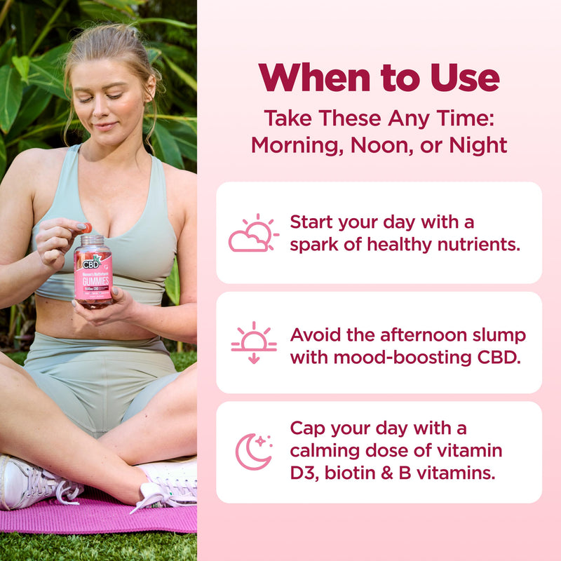 CBDfx 1500mg CBD High Strength Women's Multivitamin Vegan Gummies, Vitamin A, C, D3, E, B6, B12, Biotin, Calcium and Zinc 60x Bottle (30 Days)