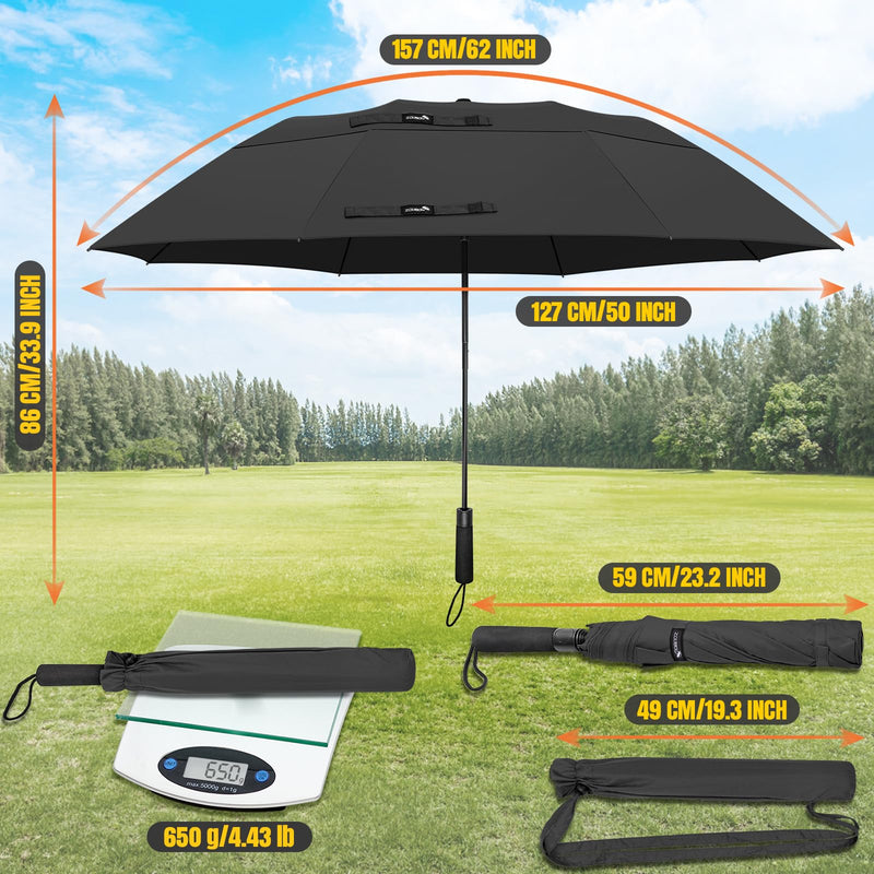 ZOMAKE Travel Umbrella Compact - 45/62 Inch Portable Collapsible Umbrellas for Rain Windproof - Paraguas Automatic Small Folding Umbrella Lightweight Packable Umbrella for Women Men(Navy Blue&Black)