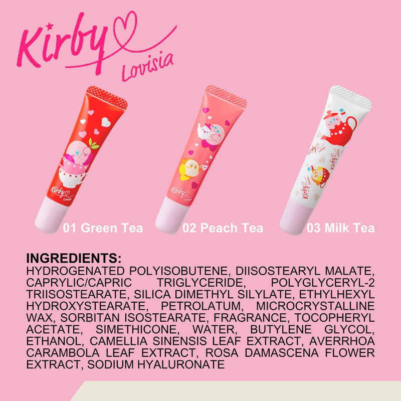 Kirby Peach Lip Gloss for Girls, Hydrating Lip Gloss for Women with Tea Leaf, Rose& Star Fruit Extract & Vitamin E, Cute Lip Oil, Lip Balm & Lip Moisturizer Made in Japan, Peach Tea 1