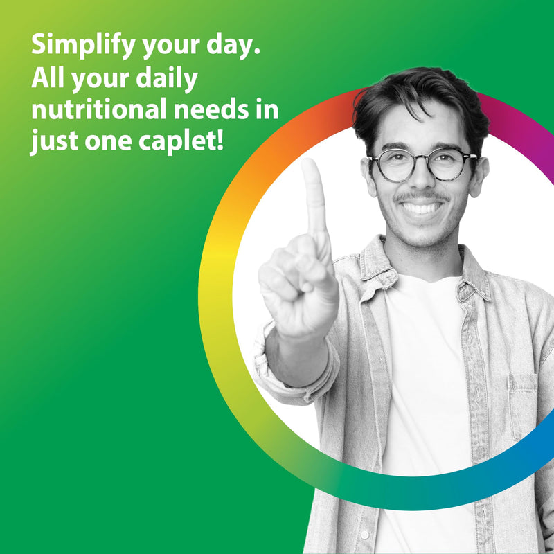 Rainbow Light Mens Multivitamin One + | 150 Caplets | Supports Cellular Energy & Immune Health | with Vitamins C, D, and Zinc | Real Food Nutrients, Digestive Enzymes & Probiotics Men's One 150 Count (Pack of 1)