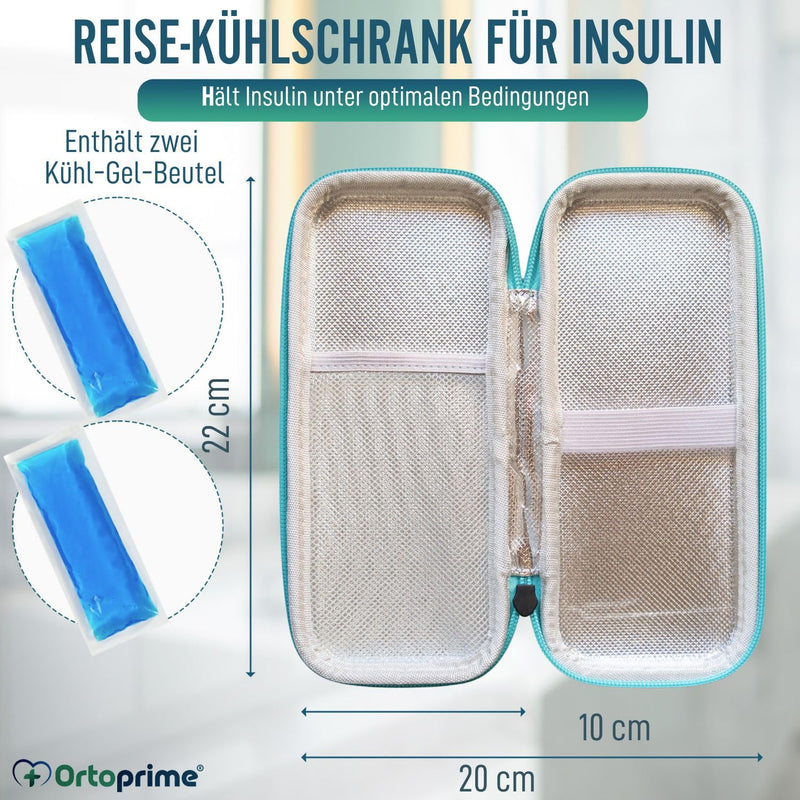 [Australia] - OrtoPrime Cooler Bag for Insulin with X2 Cooling Gels - Insulated Insulin Bag for Travel - Portable Cooler Bag for Insulin for Diabetics - Insulin Bag for 12 Hours Cooling. 
