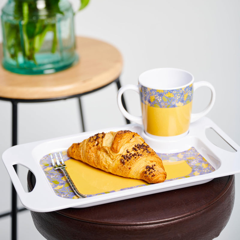 Sippy Cup for Adults, Cup lids & Coordinating Snack Tray Bundle for Elderly. 400ml/14oz Cup Capacity, Tray 33.8cmx20.6cm. Lightweight, Melamine, Perfect Snack Bundle (Yellow) Yellow