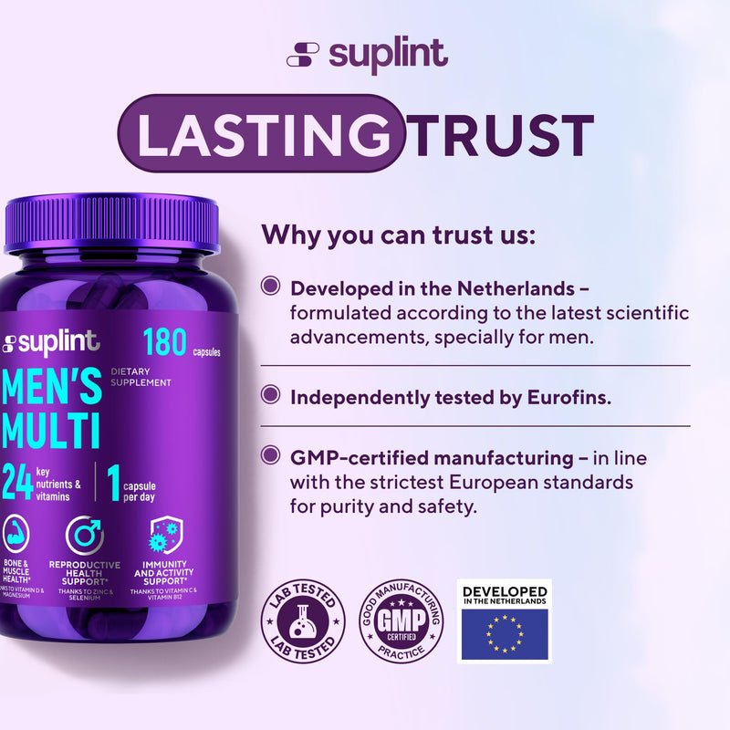 Multivitamin Capsules for Men – A-Z Vitamin & Mineral Complex – 180 Capsules for 180 Days – Multivitamin Tablets for Men – All-in-One Supplement