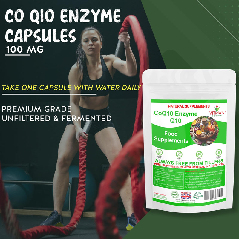 CoQ10 High Strength Q10 Coenzyme 100mg Softgels – High Absorption Ubiquinone – Naturally Fermented, UK Made Supplement – Gluten, Lactose & GMO Free – Supports Heart, Energy & Antioxidant Health (120) 120