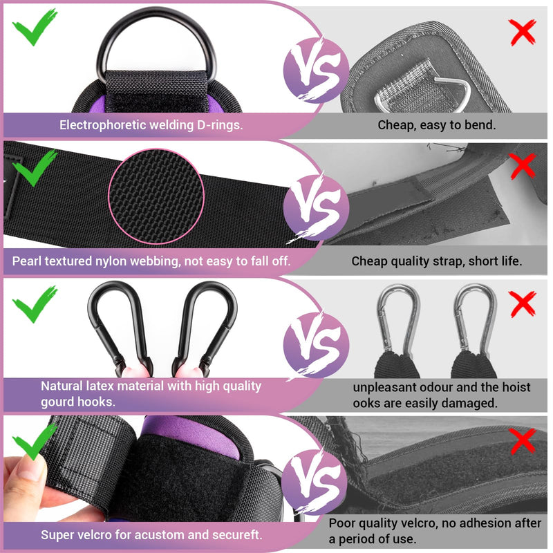 [Australia] - Ankle Resistance Bands with Cuffs, Ankle Bands for Working Out, Ankle Band Cuff for Kickbacks Hip, Leg Glute Exercise Equipment with Training Poster, Resistance Band with Ankle Cuffs for Women Purple 