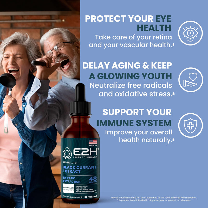 [Australia] - E2H Natural Black Currant Extract, Cold Pressed Black Currant Seed - Immune System Health - Fast Absorbing Liquid - 2 Fl Oz 2 Fl Oz (Pack of 1) 