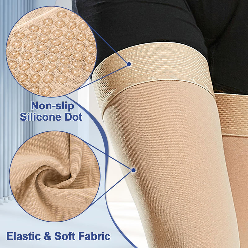 [Australia] - Beister Medical Compression Stockings Women & Men Thigh Support Stockings High Footless Compression Stocks Firm 20-30 mmHg Graduated Support for Varicose Veins, Edema, Flight 