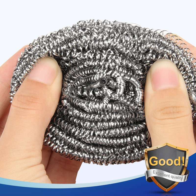 [Australia] - 10 Pack Stainless Steel Scrubber, Steel Wool Srubber for Scouring Stubborn Messes from Pots and Pans, Stoves,Broiler Racks,Grills and More Stainless Steel-Pack of 10 Scrubbers 