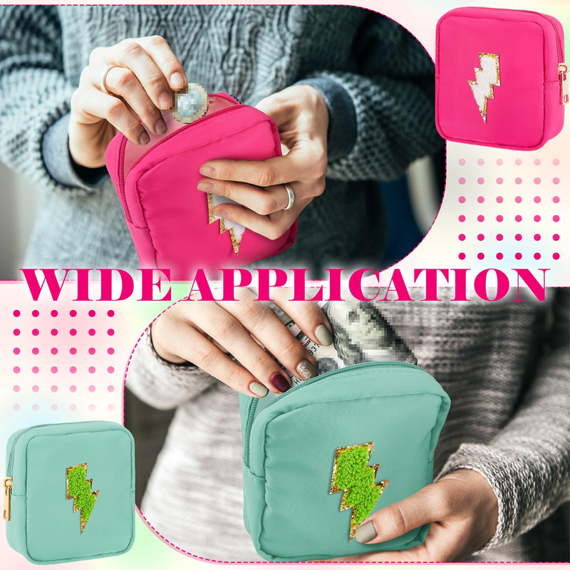 12 Pcs Mini Makeup Bag Bulk, back to school Gifts for Girls Preppy Square Cosmetic Makeup Small Nylon Pouch with Zippe Toiletry Organizer for Traveling Girls & Best Friends