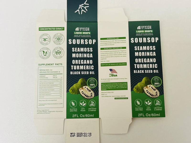 [Australia] - Soursop Bitters Liquid Drops 10 in 1 with Sea Moss, Moringa, Turmeric, Black Seed Oil, Oregano, Ashwagandha | Herbal Extracts for Overall Health-Enhancing | Vegan, Non-GMO | 2 Fl Oz All-in-1 Soursop Liquid 2 Fl Oz (Pack of 1) 
