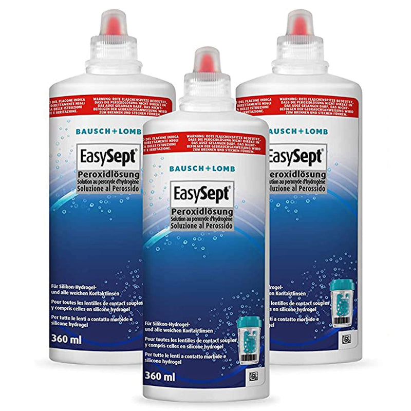 [Australia] - Bausch + Lomb EasySept peroxide solution contact lens cleaner for soft contact lenses, preservative-free, with container, 3 x 360 ml 