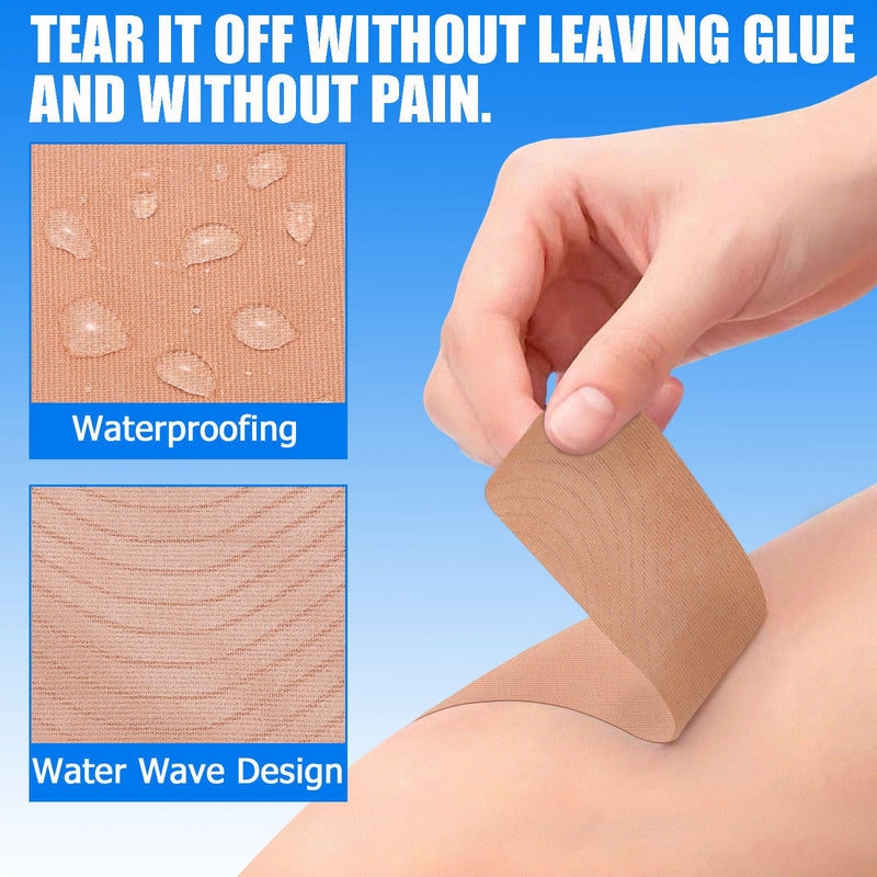 [Australia] - 4 Rolls Kinesiology Tape, 4in x 5.5yd Extra Wide Breathable Muscle Support Adhesive Sport Tape for Knee Pain Relief, Latex Free Cotton Elastic Uncut Strips for Joints, Back, Ankle, Shoulder, Wrist Beige 