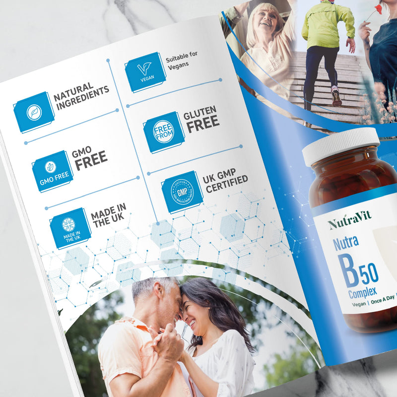 Nutra B50 Complex High Strength | Vegan 30 Tablets| Multivitamin Tablets - Folic Acid, Vitamin B, Vitamin C| Reduce Tiredness & Fatigue Whilst Supporting Your Immunce System - by NutraVit
