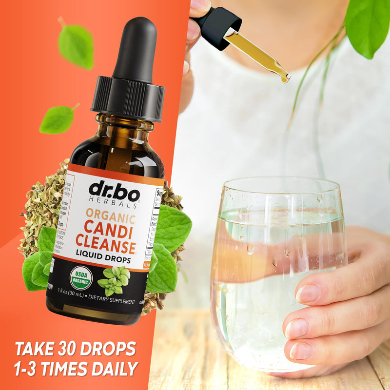 [Australia] - Candi Cleanse Support Supplement Drops - Organic Oregano Oil Drops Liquid & Black Walnut Wormwood - Extra Strength Overgrowth Balance Complex, Natural Oral Gut Cleanser Detox Health Supplements 1 oz 