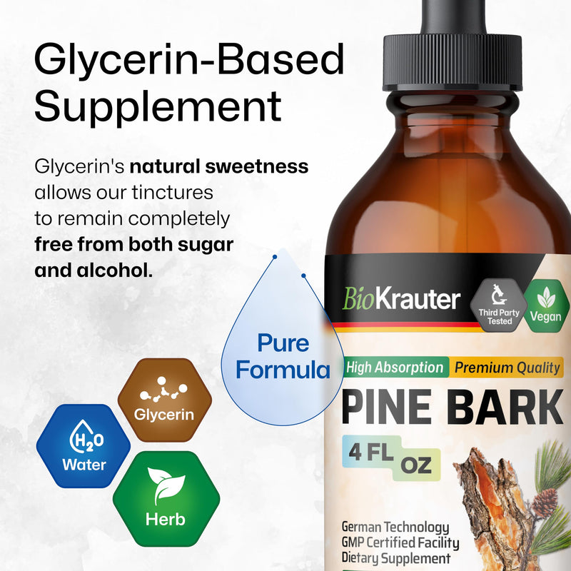 [Australia] - Pine Bark Extracts Tincture - Rich in Antioxidants Liquid Supplement - 400 mg Organic French Maritime Pine Bark Extract Drops - Vegan, Alcohol & Sugar Free Extract - 2 Months Supply 4 Fl Oz (Pack of 1) 
