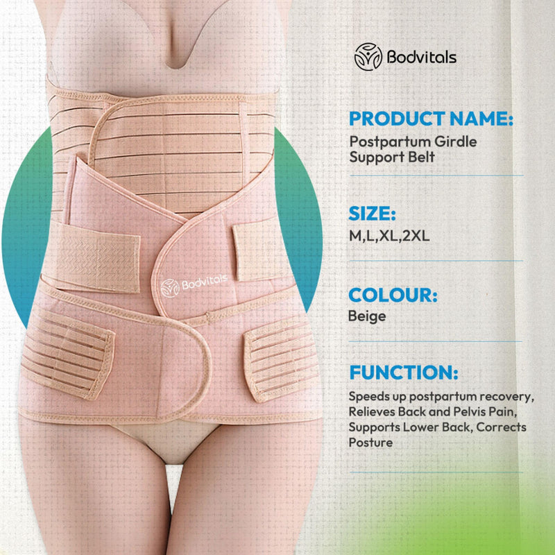 [Australia] - 3 in 1 Postpartum Belt After Delivery Support Recovery | Body Shaper Belt for Women for After Birth Postnatal C-section | Waist Pelvis Shapewear Wrap Postpartum Girdle (Beige, M) Beige 