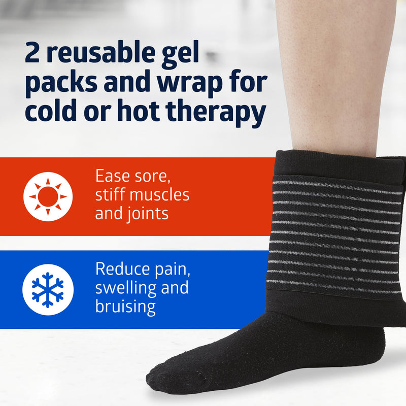 Medline Accu-Therm Gel Wrap Ankle Set, 1 Wrap, 2 Gel Wrap Packs for Ankle
