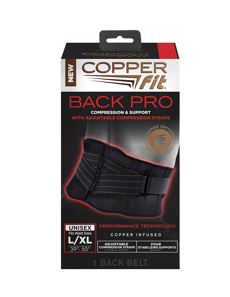 [Australia] - Copper Fit Advanced Back Pro Belt Compression Brace, Large/X-Large Large/X-Large Unisex Waist Size 39”-50” 