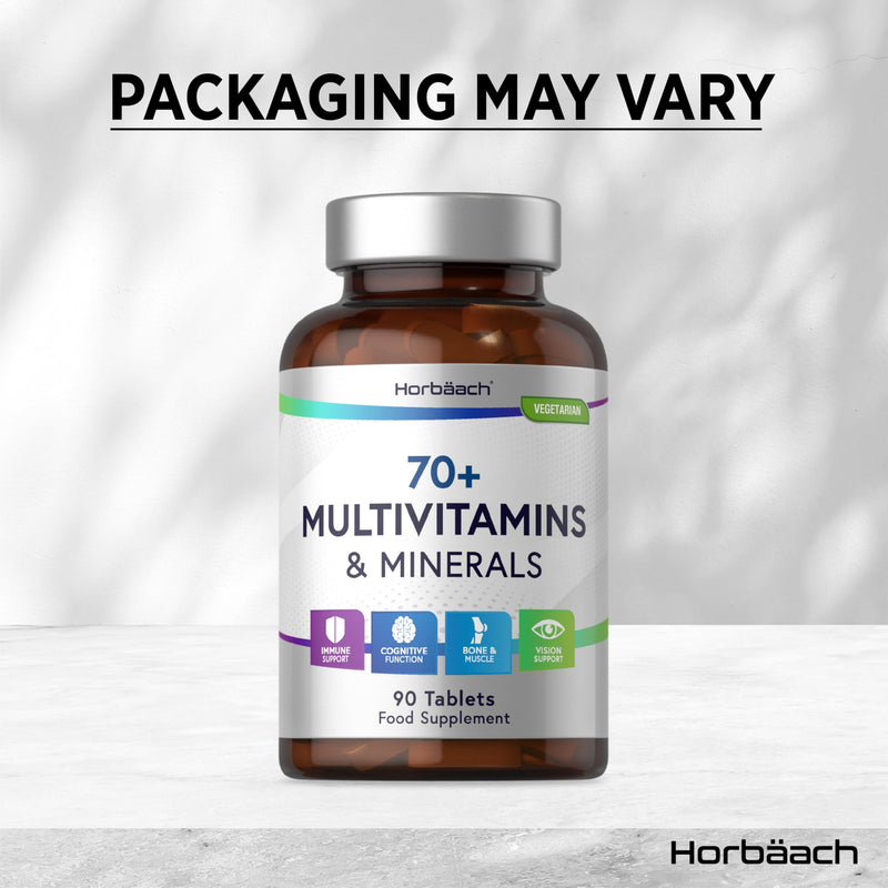 Multivitamin Tablets for Men 70 Plus | 90 Count | with 32 Essential Vitamin and Minerals for 70+ | Suitable for Vegetarians | By Horbaach