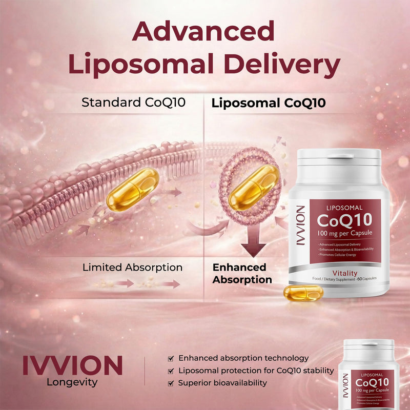 Liposomal CoQ10 100mg – Advanced Liposomal Delivery for Enhanced Absorption, Supports Cellular Energy & Heart Health, Vegan Non-GMO Coenzyme Q10, 60 Capsules (1 Per Day)
