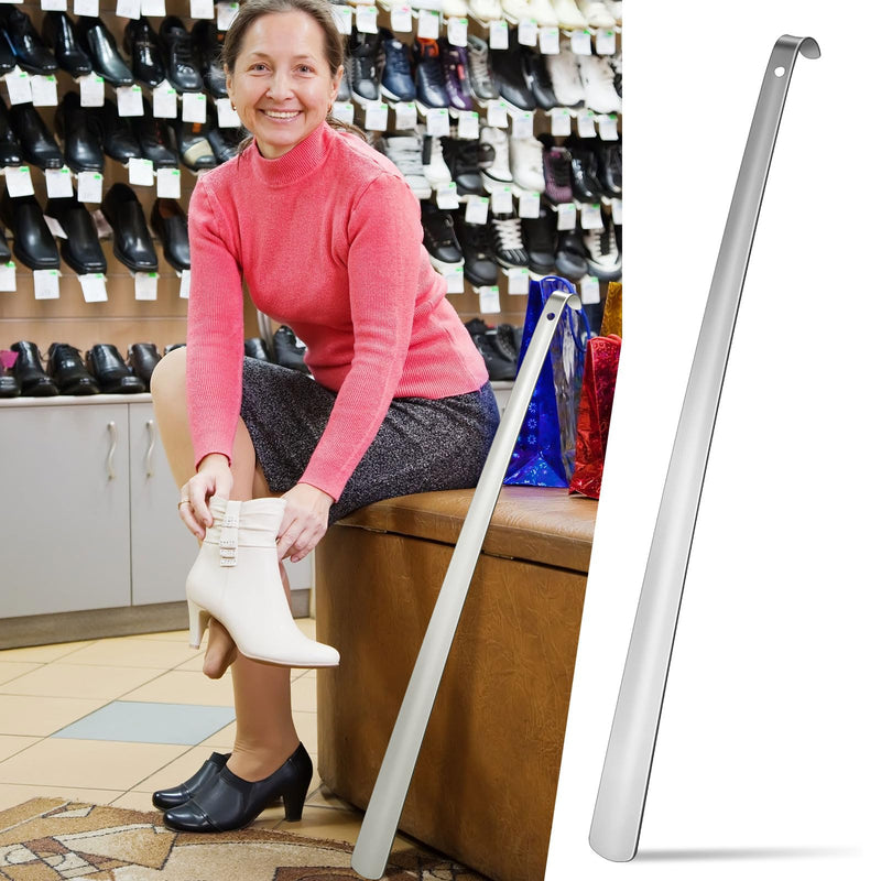 [Australia] - Geelin 2 Pcs 31.5'' Extra Long Handled Shoe Horn, Metal Shoehorn for Men and Women, Multifunctional Stainless Dressing Sticks for Elderly Disabled Limited Mobility, Standing Reach Assist for Seniors 