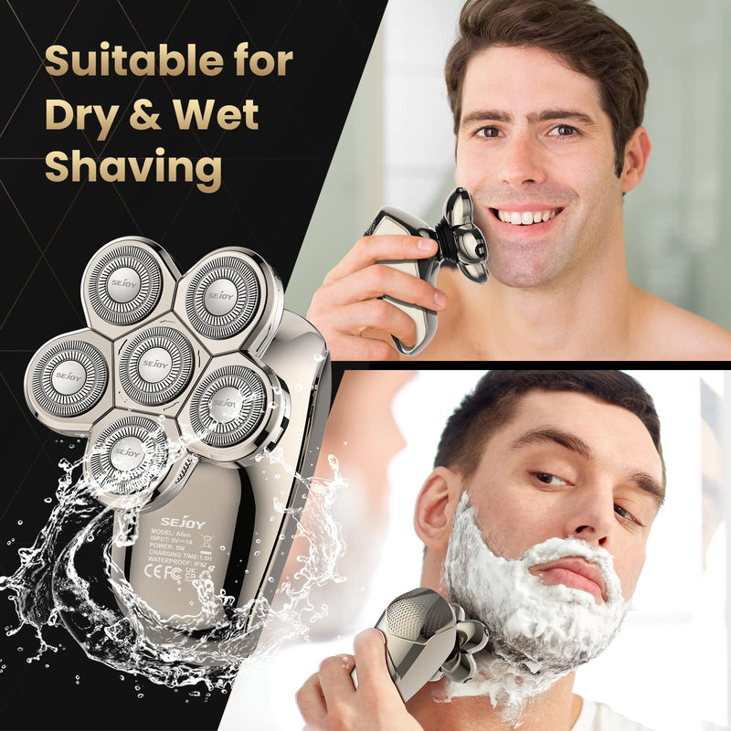 [Australia] - Electric Razor for Bald Men, Head Shavers for Men 5-in-1 Multifunctional 6D Electric Head Shaver Waterproof Recharageable Rotary Shaver Grooming Kit Mens Electric Shaver 