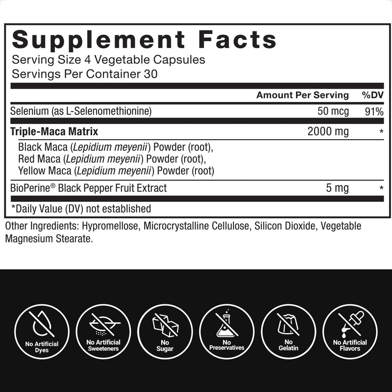[Australia] - Force Factor Maca Max, Maca Root Capsules to Maximize Vitality & Performance, Made with Black Maca, Red Maca, & Yellow Maca Powder, Maca Root Powder, 2000mg, 120 Capsules Maximum Potency 120 Count (Pack of 1) 