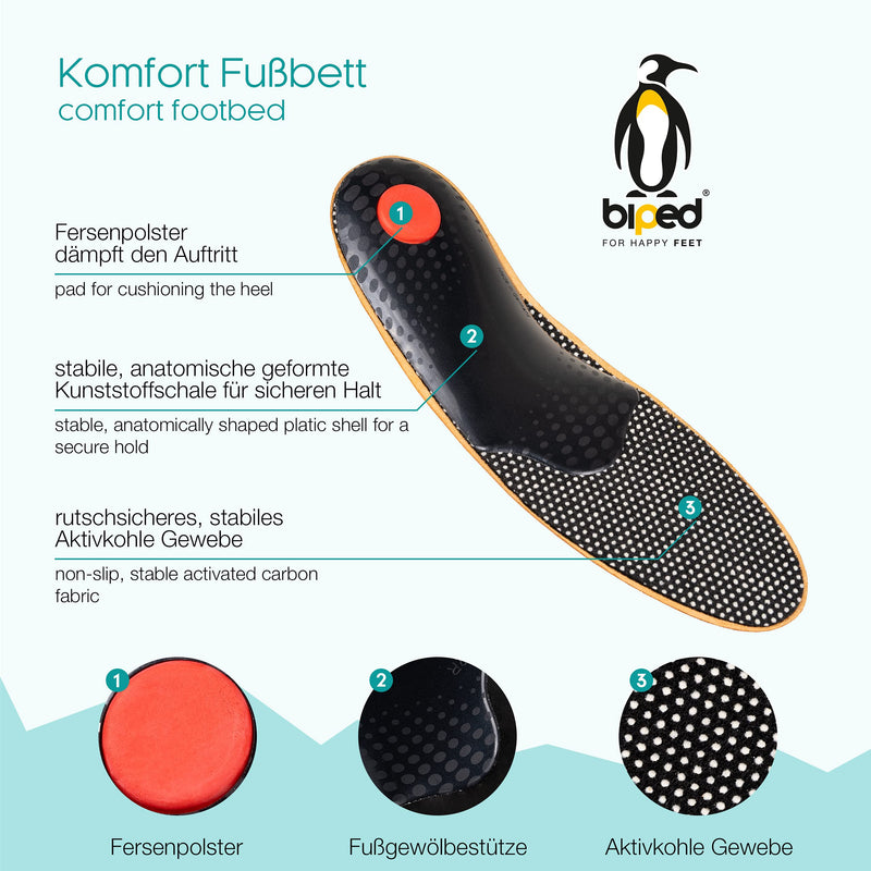 [Australia] - biped Premium footbed made of vegetable tanned leather - with pad - metatarsal support - heel pad and activated carbon z1706 (41) 41 