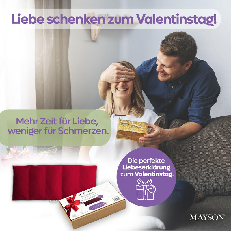 [Australia] - MAYSON® ORGANIC cherry stone pillow with lavender - microwave-safe heat pillow - with washable fleece cover - 100% cotton - 50x20cm - handmade with love - beige/red (red XXL) red Xxl 