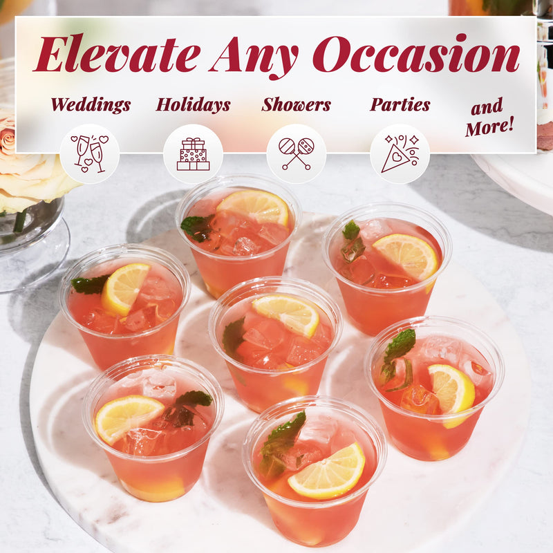 [Australia] - Prestee Clear Plastic Party Cups Disposable - PET Clear Water Plastic Cup Disposable - Plastic Wine Cups - Clear Disposable Cups - Small Cups - Plastic Drinking Cups (50ct 9oz) 50 Count (Pack of 1) 