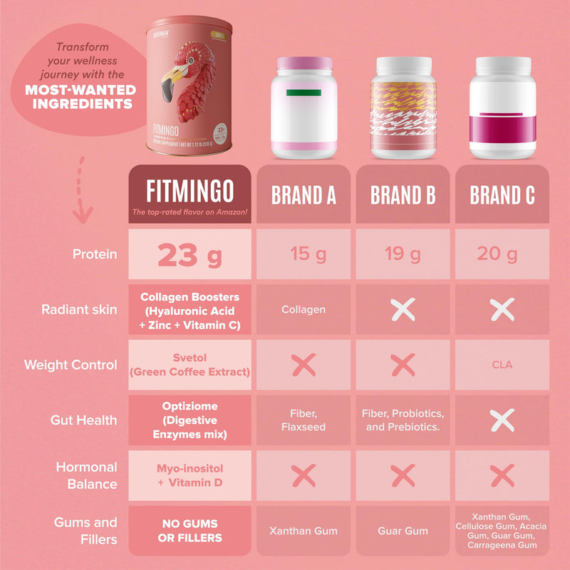 [Australia] - BIRDMAN Fitmingo Vegan Protein Powder for Women with Inositol, Collagen Boosters, Hyaluronic Acid & Vitamins | Low Carb, Dairy Free, Lactose Free, Low Calorie | 23g Plant Based Vanilla Protein Powder 15 Servings (Pack of 1) 