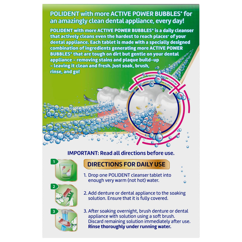 [Australia] - Polident Overnight Whitening Antibacterial Dental Appliance Cleanser Tablets, 90 Count 