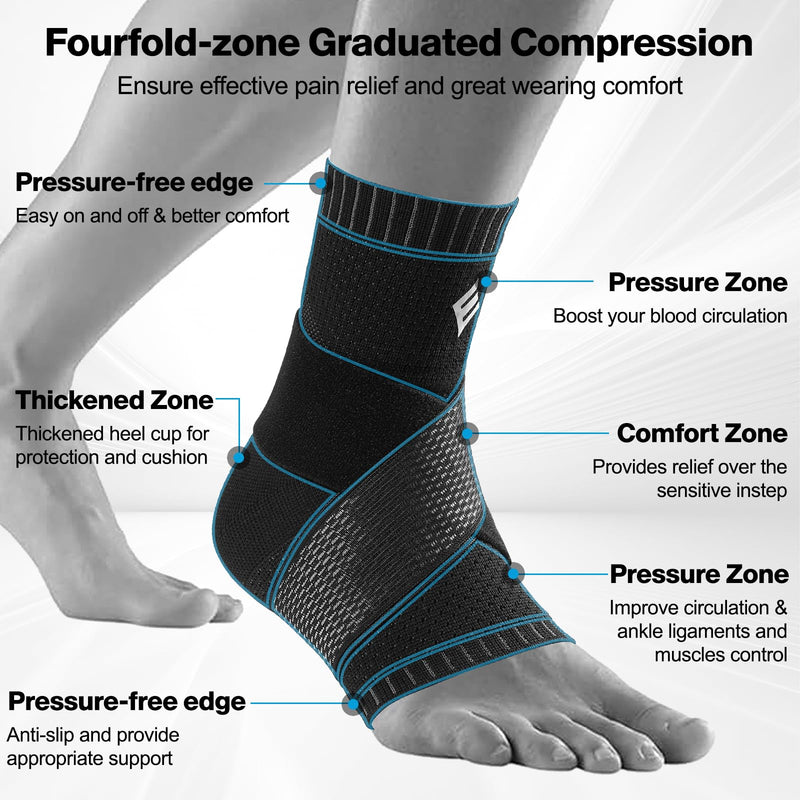 [Australia] - NEENCA Ankle Brace for Women & Men, Ankle Support with Compression Wrap, Compression Sleeve for Sprained Ankle, Swelling & Heel Spur Pain, Achilles Tendonitis Pain Relief, Right, Large 