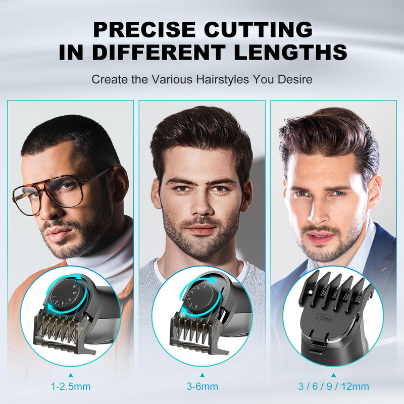 [Australia] - Beard Trimmer for Men - 14 Piece Professional Mens Grooming Kits, Multi Beard Kit for Beard face Nose Ear Hair Trimmer Hair Clippers IPX7 Wet & Dry Use 210 Mins Mustache Trimmers Men Gifts (Black) Black 