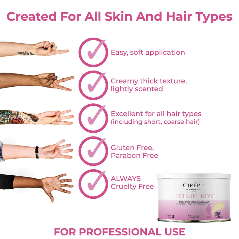 [Australia] - Cirepil - Escential Rose - 400g / 14.11 oz Wax Tin - Light Rose Scent - Creamy Texture - All-Purpose, Excellent for Short, Coarse or Shaved Hair - Easy Removal, No Strips Needed 14.11 Ounce (Pack of 1) 