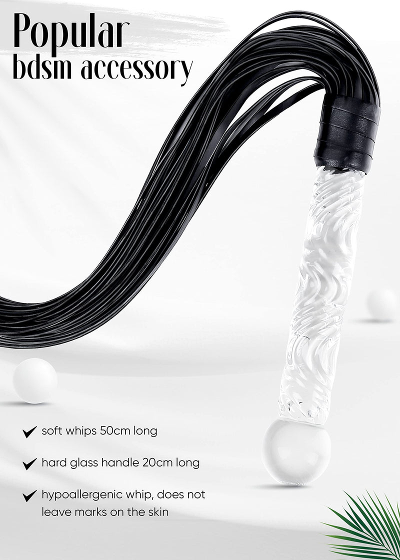 [Australia] - VFOX SM Whip Perfect for Couples Flogger Faux Leather BDSM Whip Anal Sex Masturbation Glass Whip Anal Toy Wand for Sex Play Whip Dildo Flogger Glass Dildo 