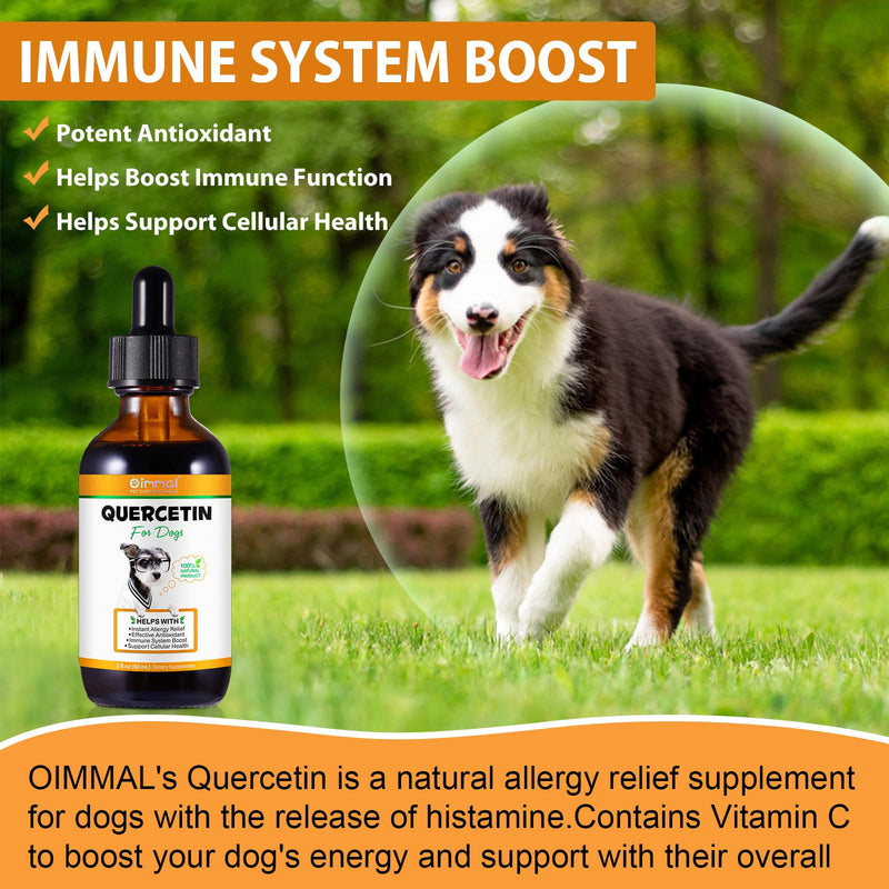 Quercetin for Dogs, 60ML Quercetin Liquid Drops Supplements with Vitamin C for Dog Allergy Relief, Immune Support, Itch Relief & Antioxidant (Natural Bacon Flavor)