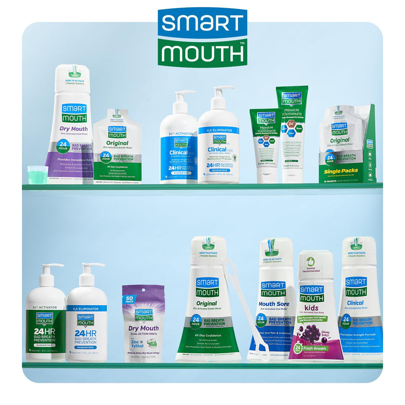 SmartMouth Original Activated Mouthwash Single Packs & Premium Zinc Ion Toothpaste