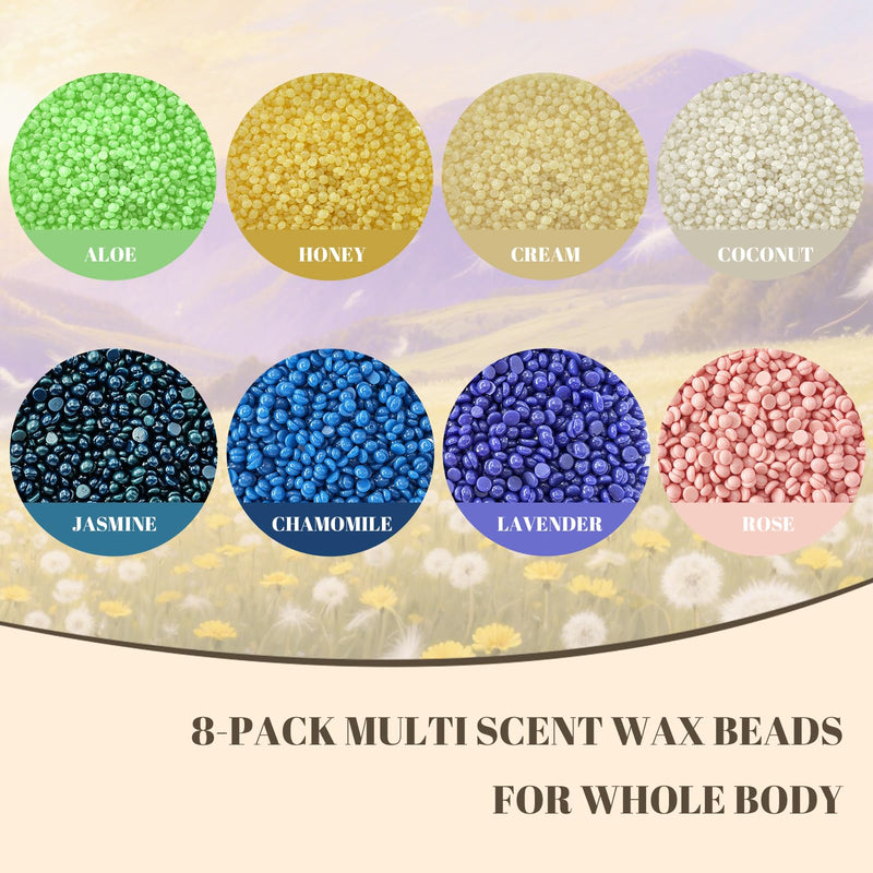 [Australia] - Wax Beads 8 Packs (100g/Each),Hard Wax Beads with 8 Go-To Scents - Wax Beads for Hair Removal and Sensitive Skin, Hard Wax Bags for Body, Face,Legs,Bikini,and Brazilian At-Home Waxing 8 Scents 28 Ounce (Pack of 1) 