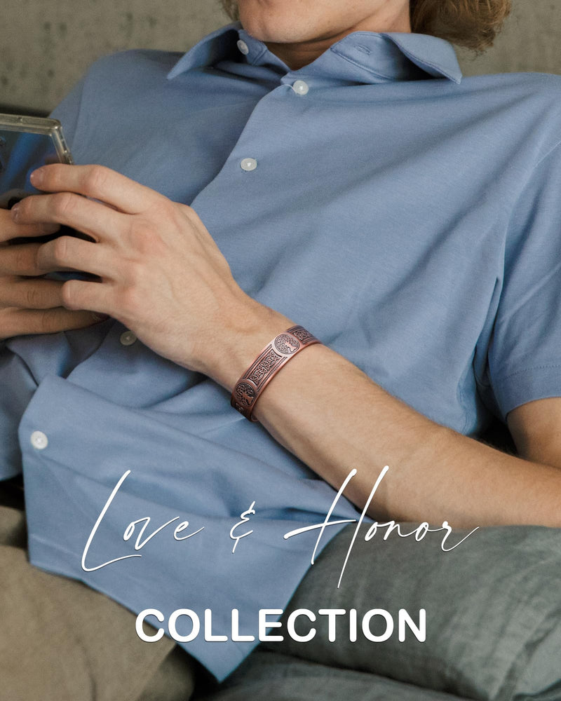 [Australia] - Feraco Copper Bracelet for Men Pain Relief, 18X Enhanced Strength Magnetic Bracelet with Neodymium Magnets, Pure Copper Jewelry Gift (Antique Life Tree) Antique Life Tree 